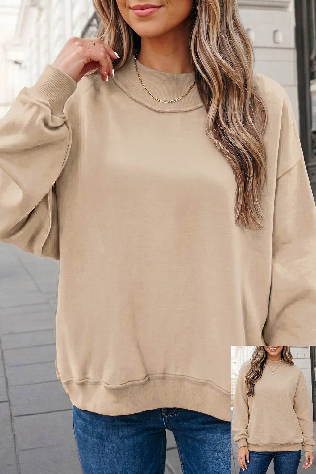 Reversible Oversized Mock Neck Sweatshirt | S-4X