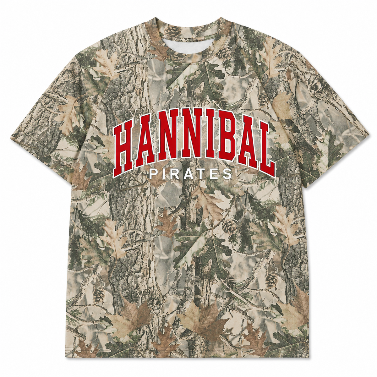 Vintage Embroidered Camo Hannibal Pirates Oversized Tee