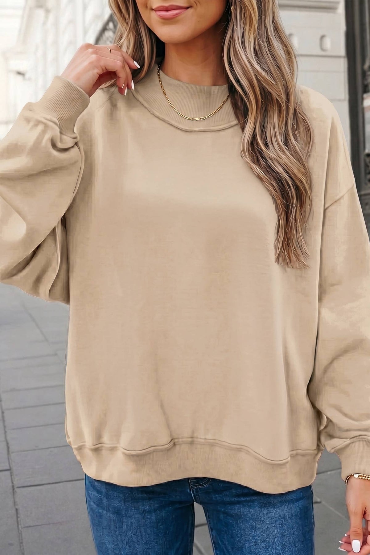 Reversible Oversized Mock Neck Sweatshirt | S-4X