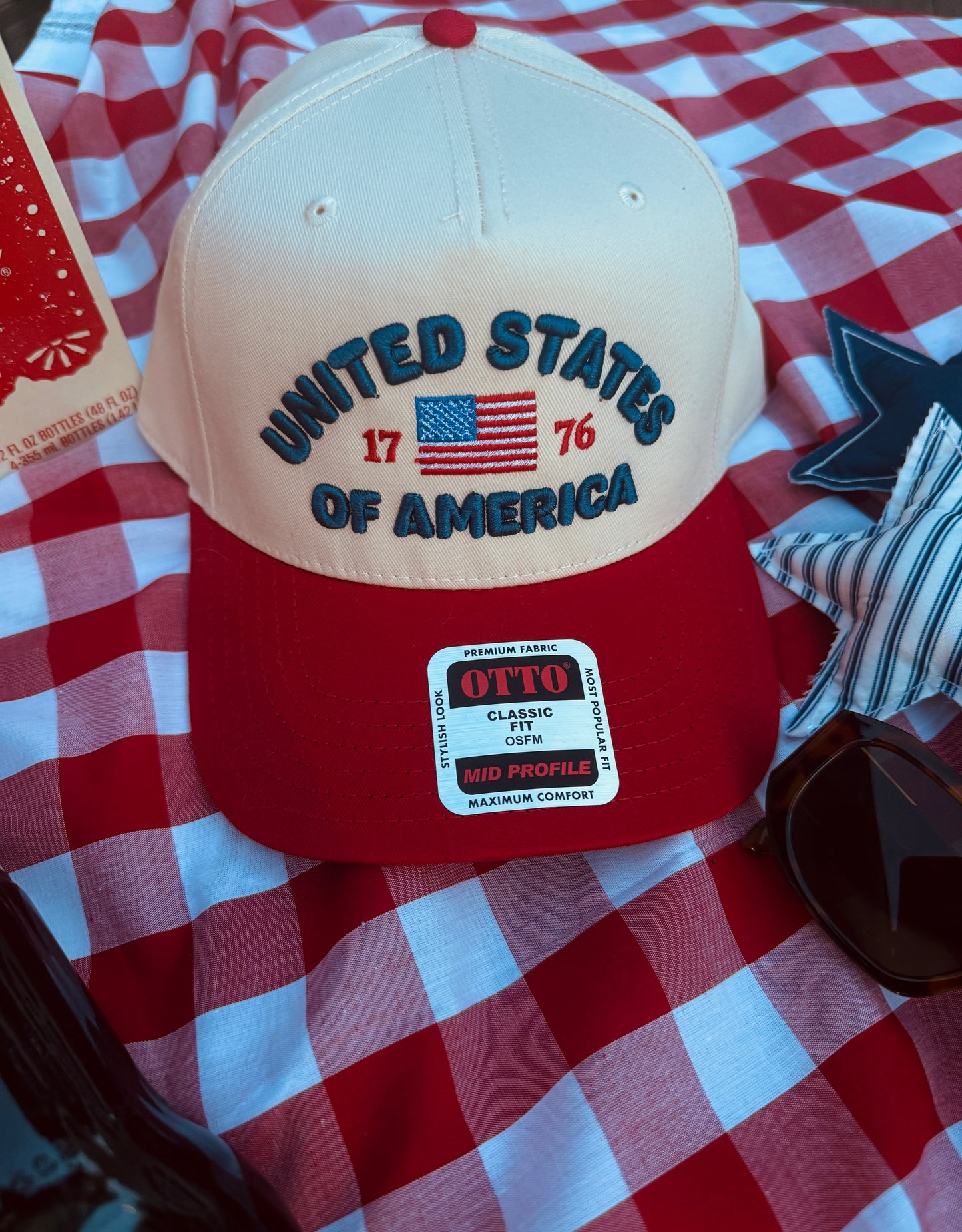 3D Puff United States Of America Canvas Embroidery Hat