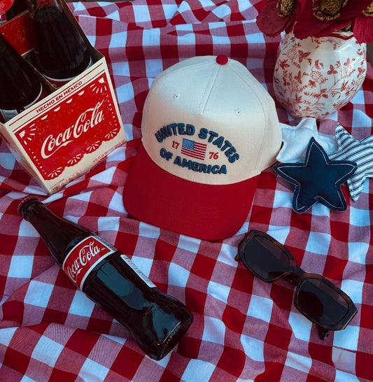 3D Puff United States Of America Canvas Embroidery Hat