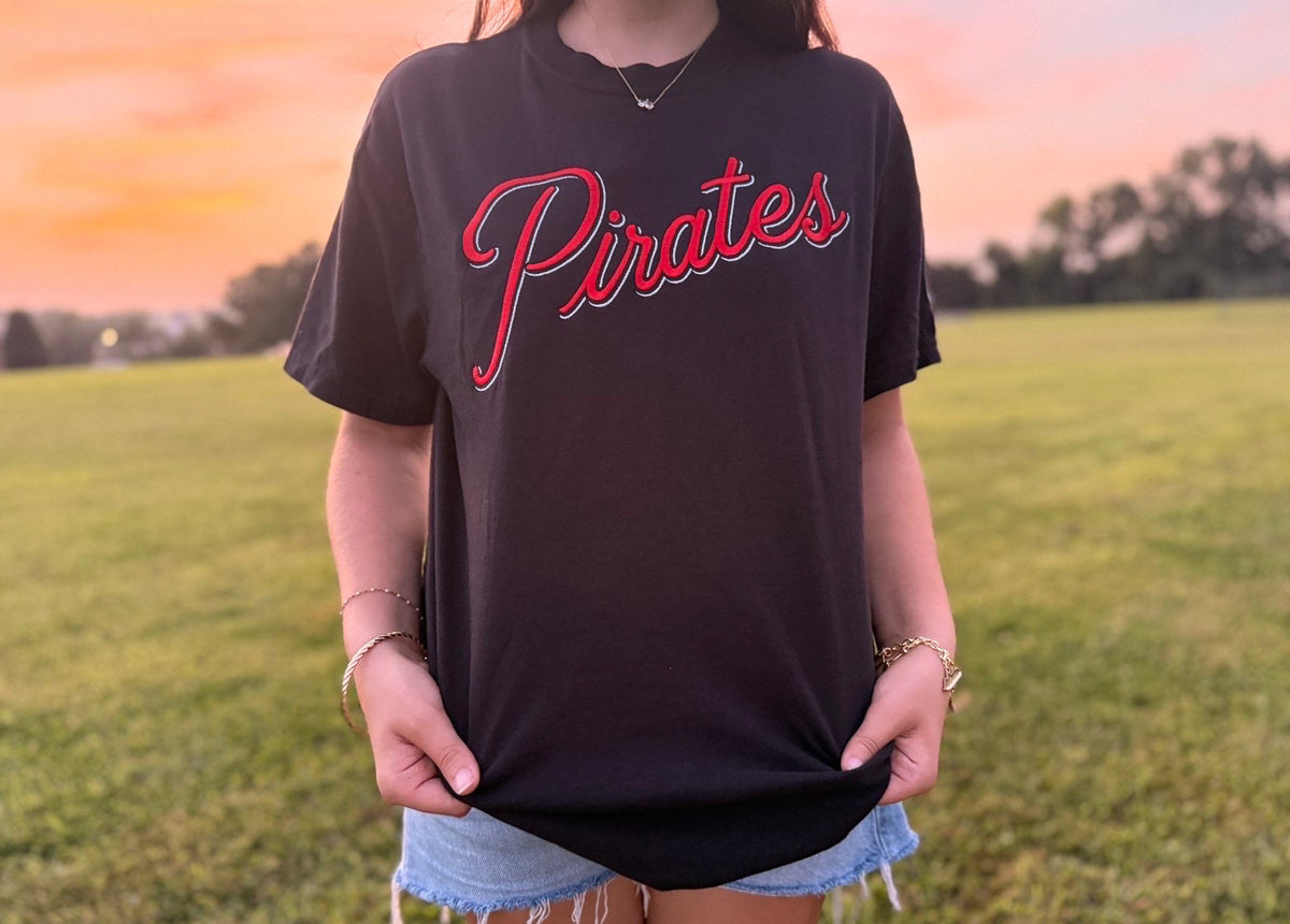 Comfort Colors Embroidered Script Tee With Sleeve Detail