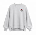 Embroidered Pirate Logo Oversized Acid Wash Raw Edge Sweatshirt