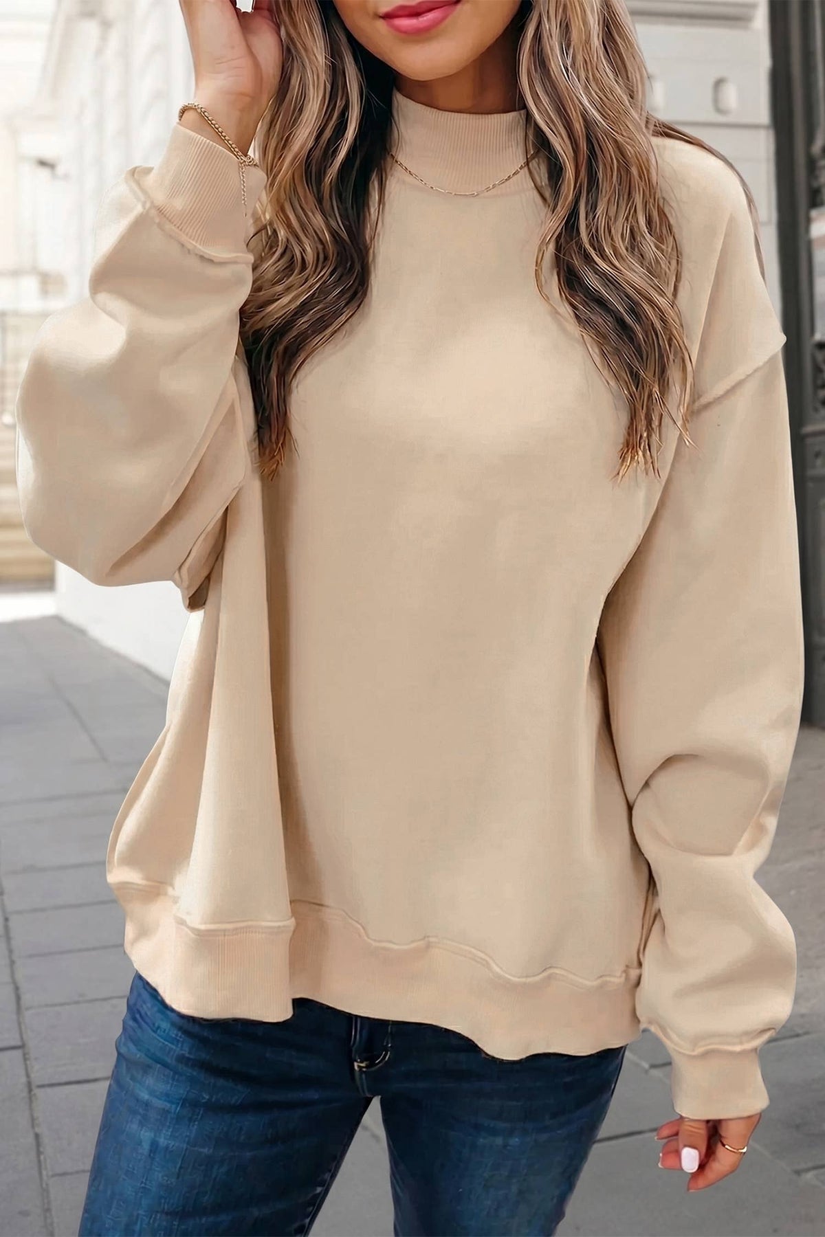Reversible Oversized Mock Neck Sweatshirt | S-4X