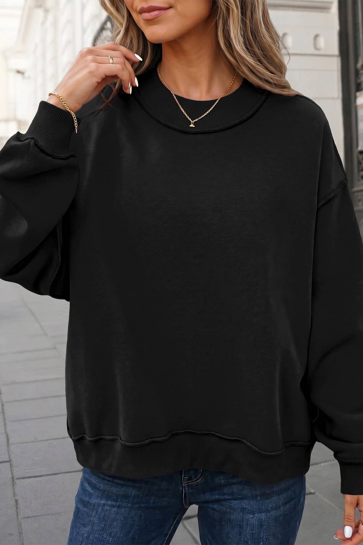 Reversible Oversized Mock Neck Sweatshirt | S-4X